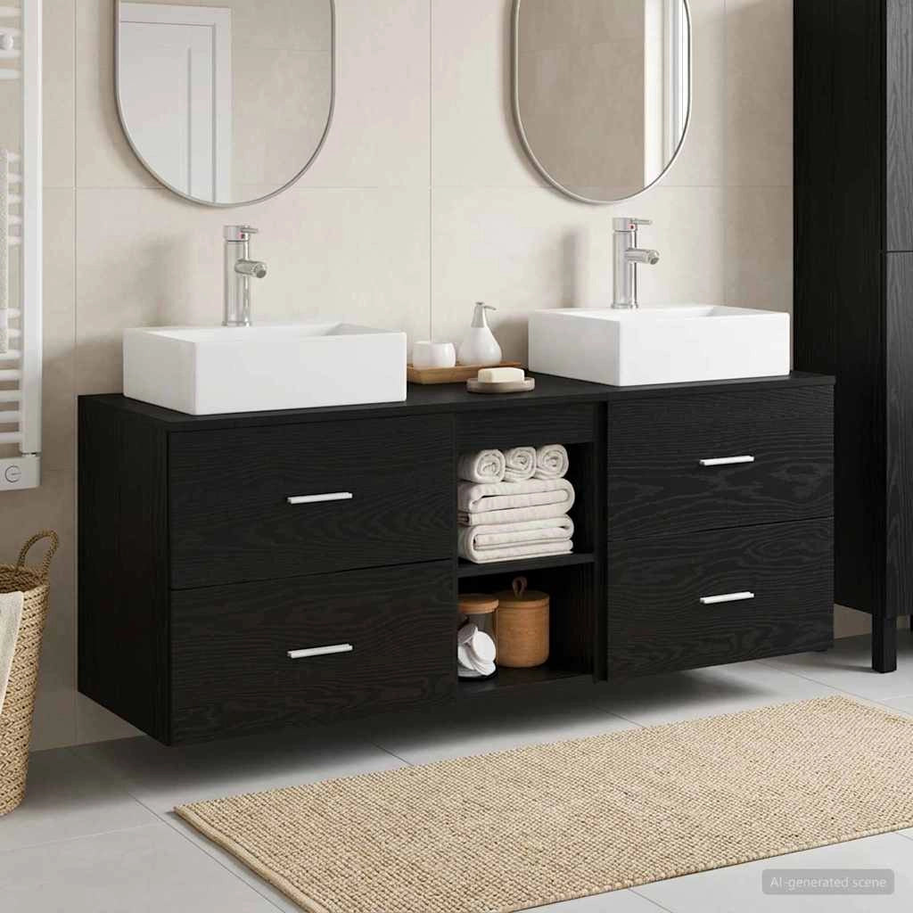 Set di Armadi da Bagno 3 pz Nero 129 x 41 x 79,5 cm 3405836