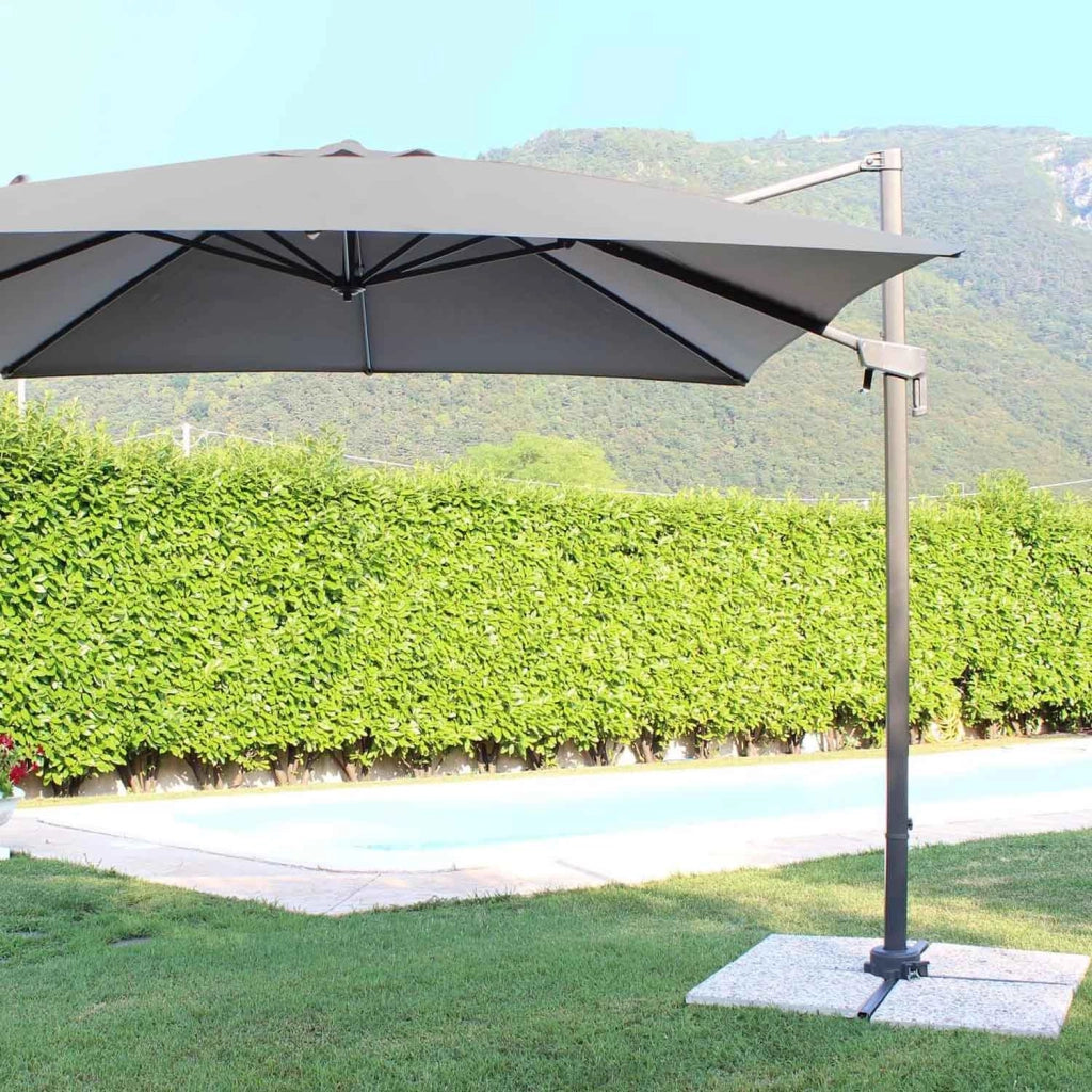 Ombrellone da giardino 2x3 con telo in poliestere Grigio palo Nero antivento mod. Newton