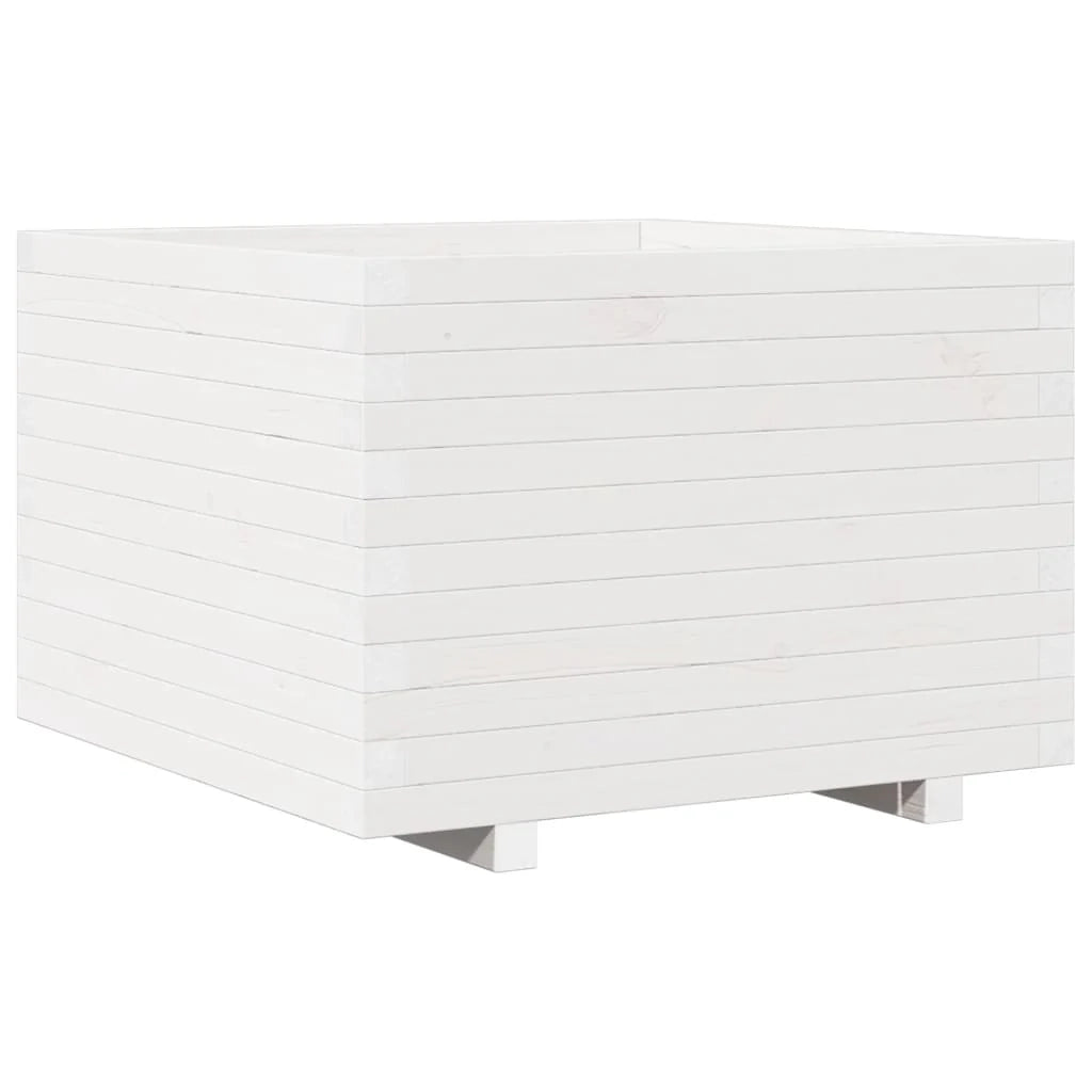 Fioriera rialzata per piante fiori patio giardino 70 x 70 x 49,5 cm legno di pino massiccio bianco 02_0037826
