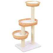 Tiragraffi albero per gatti cuccia per gatti giocattolo peluche in sisal naturale e legno di salice 3702244