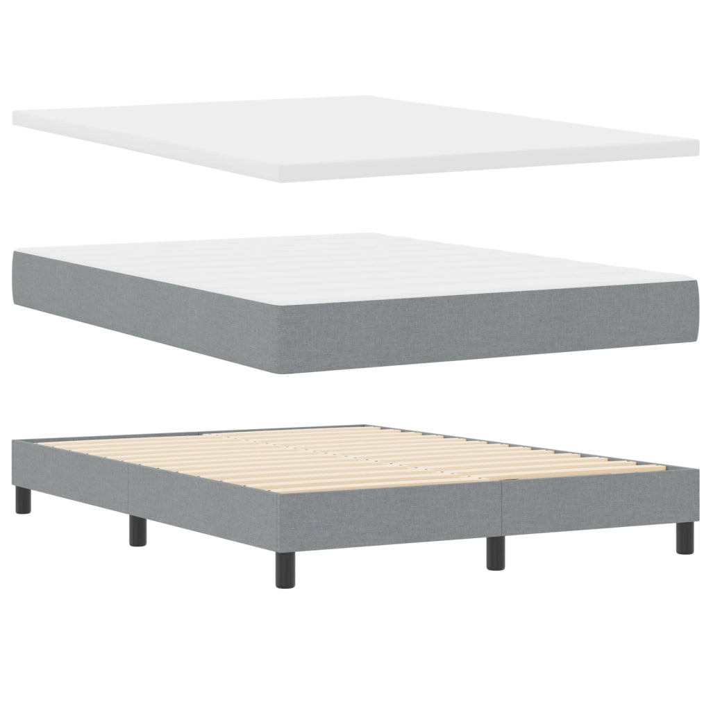 Letto Box Spring con Materasso & LED Grigio Chiaro 160x200 cm Tessuto