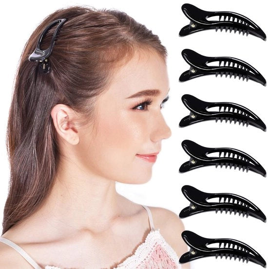 6 pezzi di clip per capelli a forma di becco di anatra con clip alligatore antiscivolo per donne con denti larghi e sezione a strappo.