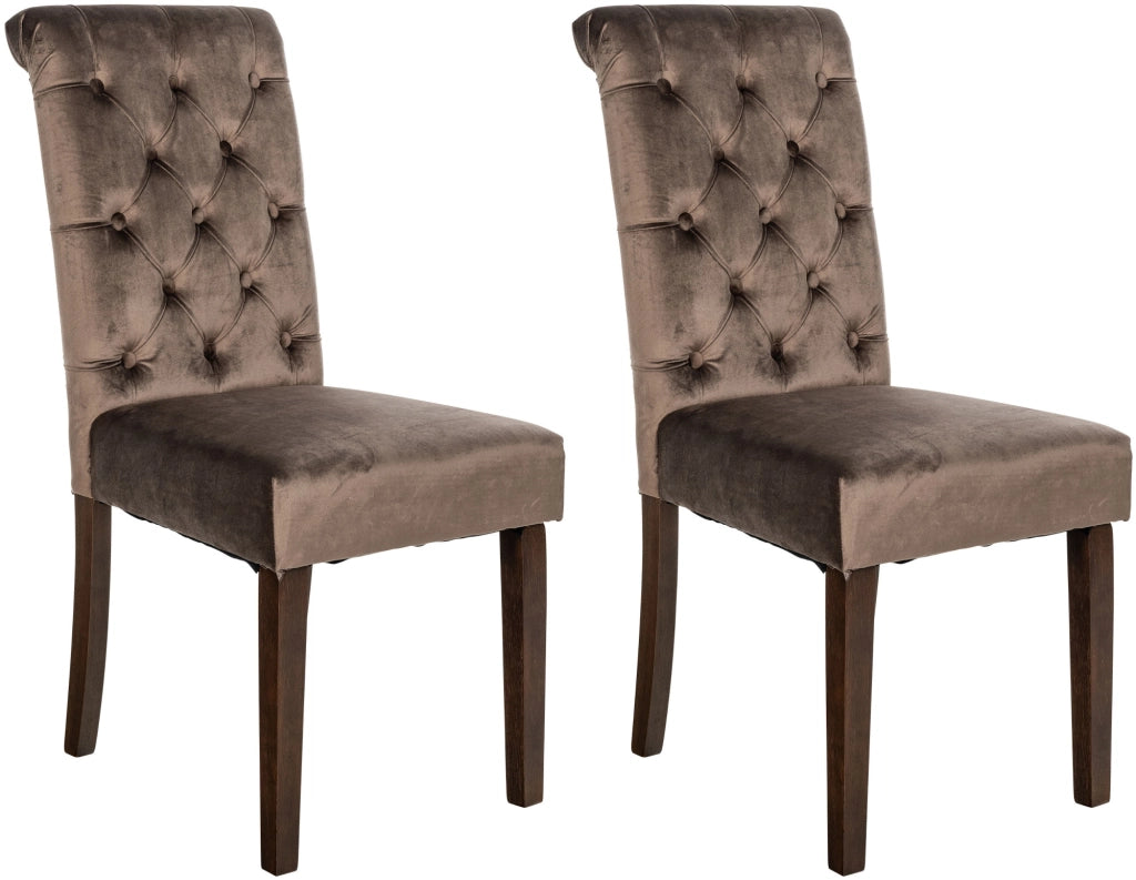 Set di 2 sedie da pranzo Lisburn marrone,Velluto
