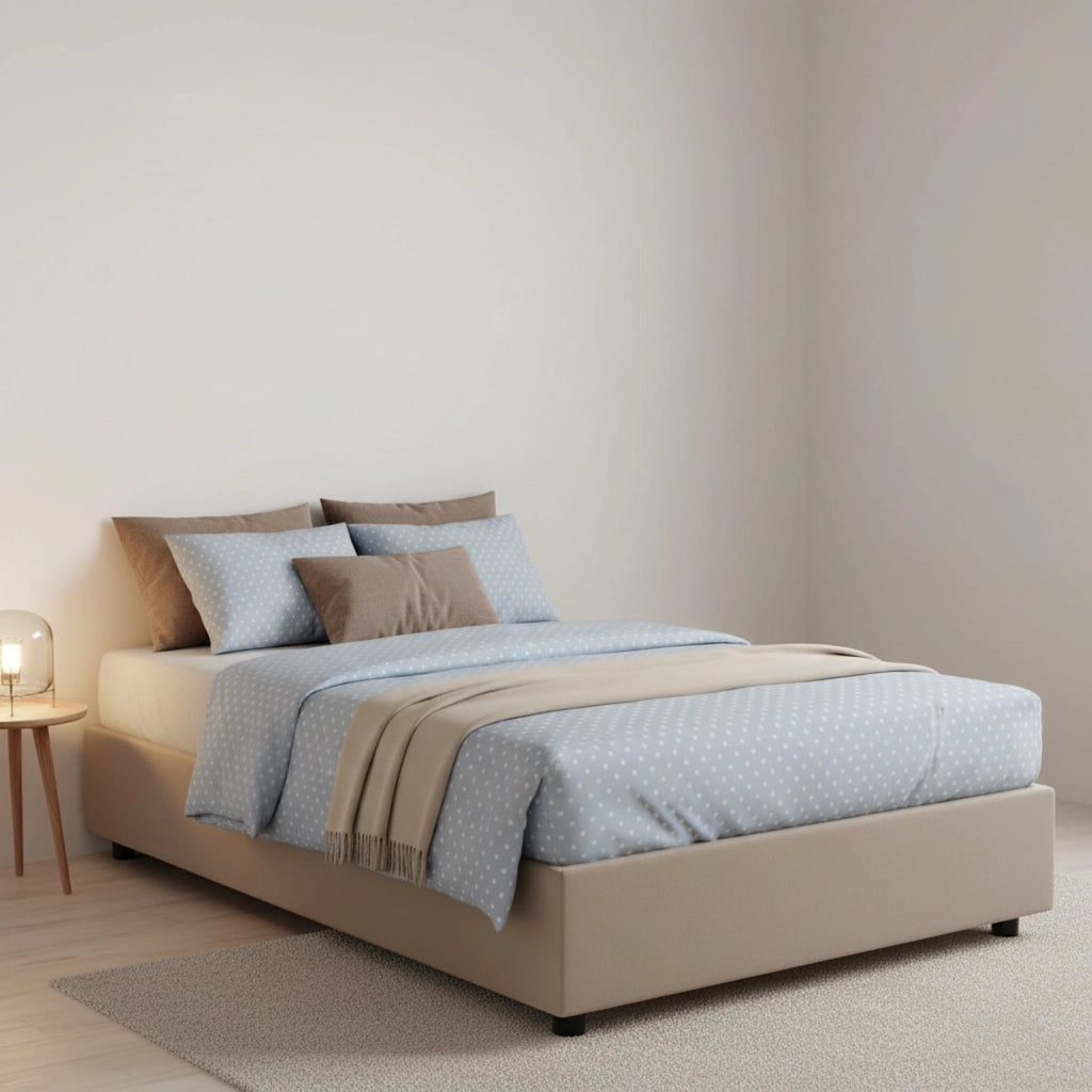 Anahi, Letto Piazza e Mezza Materasso Incluso Made in Italy, Grigio Tortora
