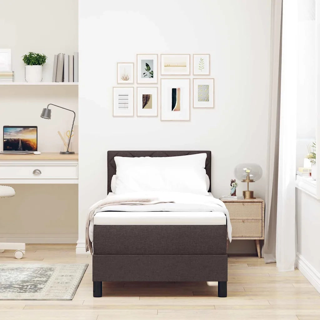 Letto a molle con materasso Marrone Scuro 80 x 200 cm Tessuto