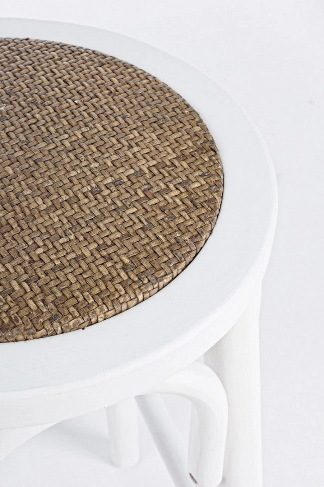 Sgabello Bar Circle Bianco in Legno