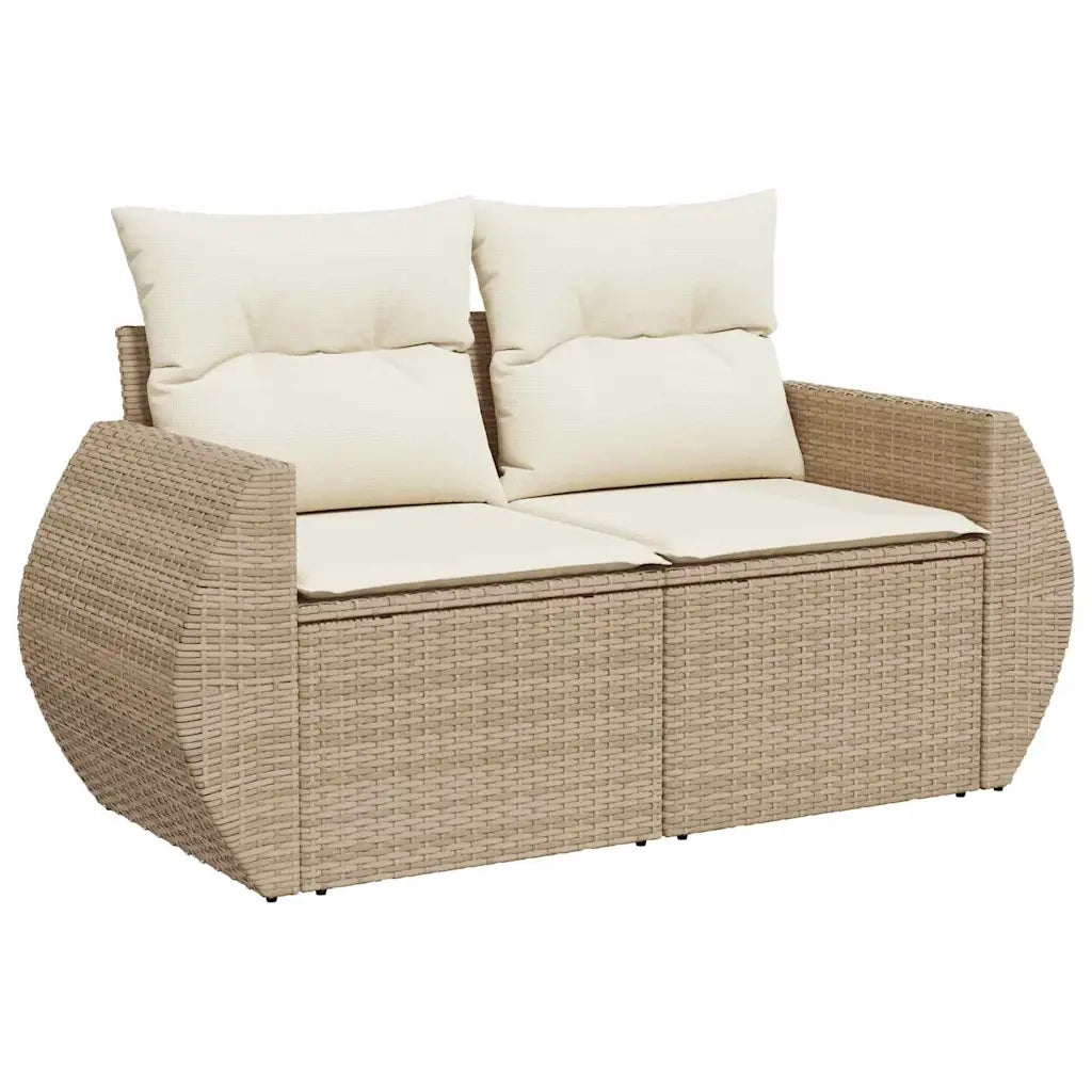 Set Divano da Giardino 8 pcs Beige e Crema polyrattan