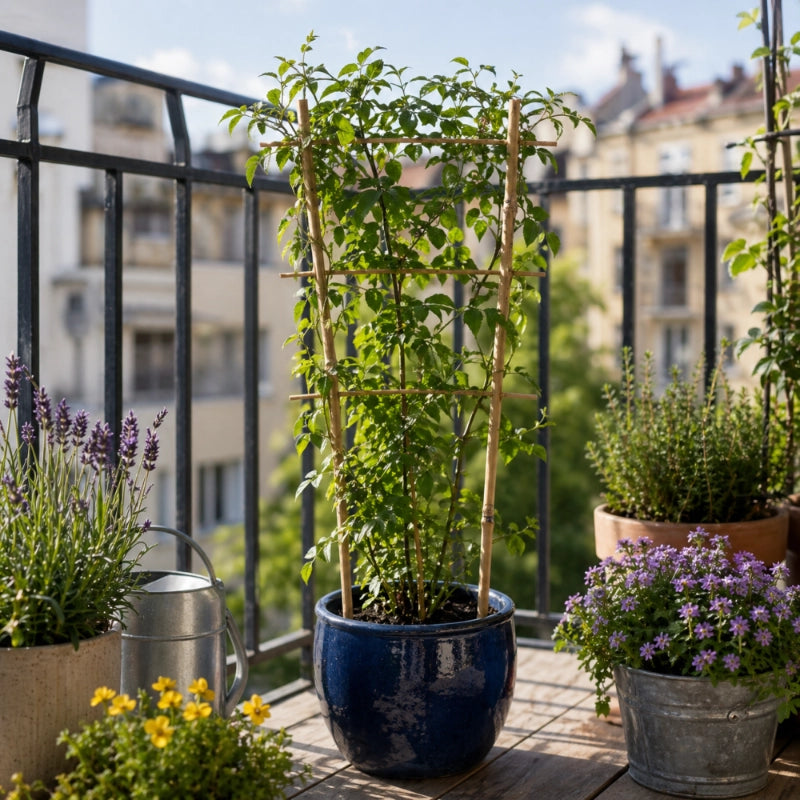 Scala di supporto per piante in bambù KADAX, 45 cm, per fiori, con doppio supporto