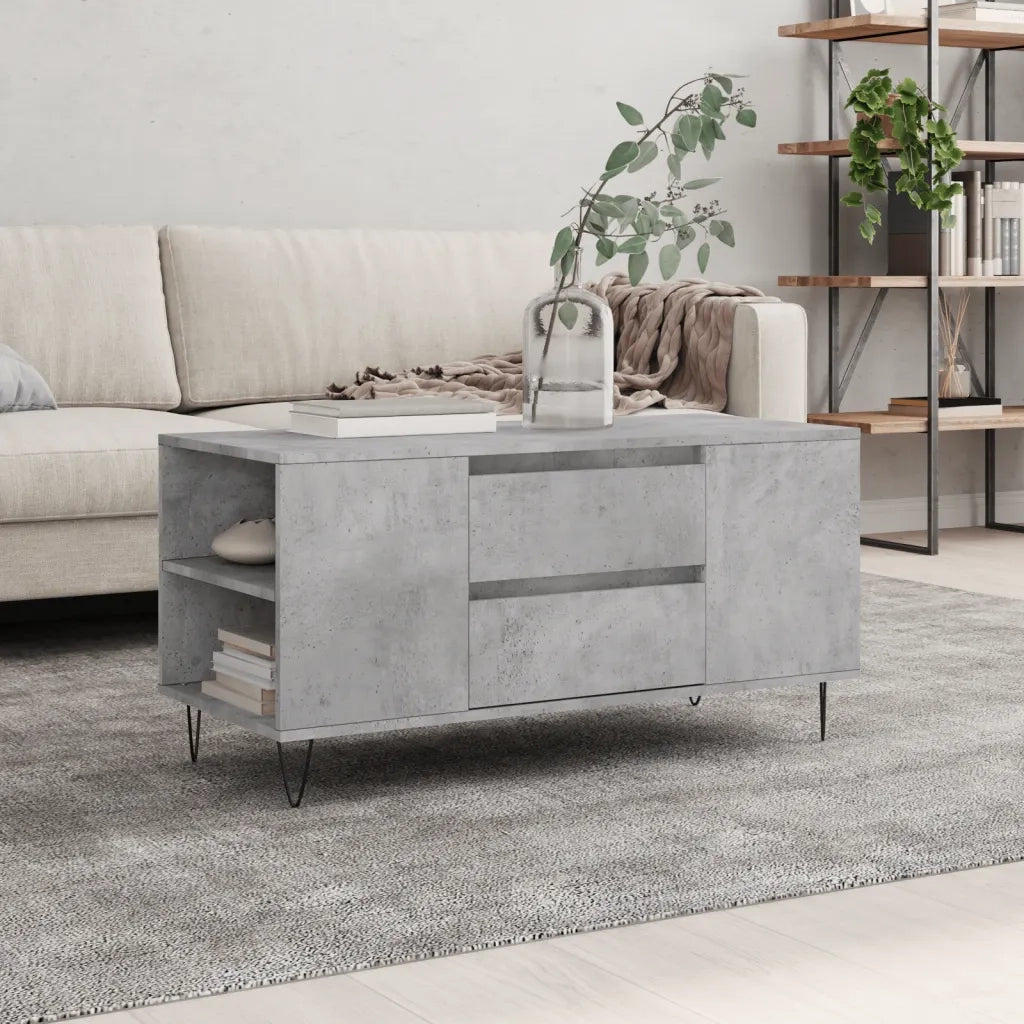 Tavolino salotto | Tavolino da caff¨¨ | Tavolino da Soggiorno Grigio Cemento 102x44,5x50cm Legno Multistrato