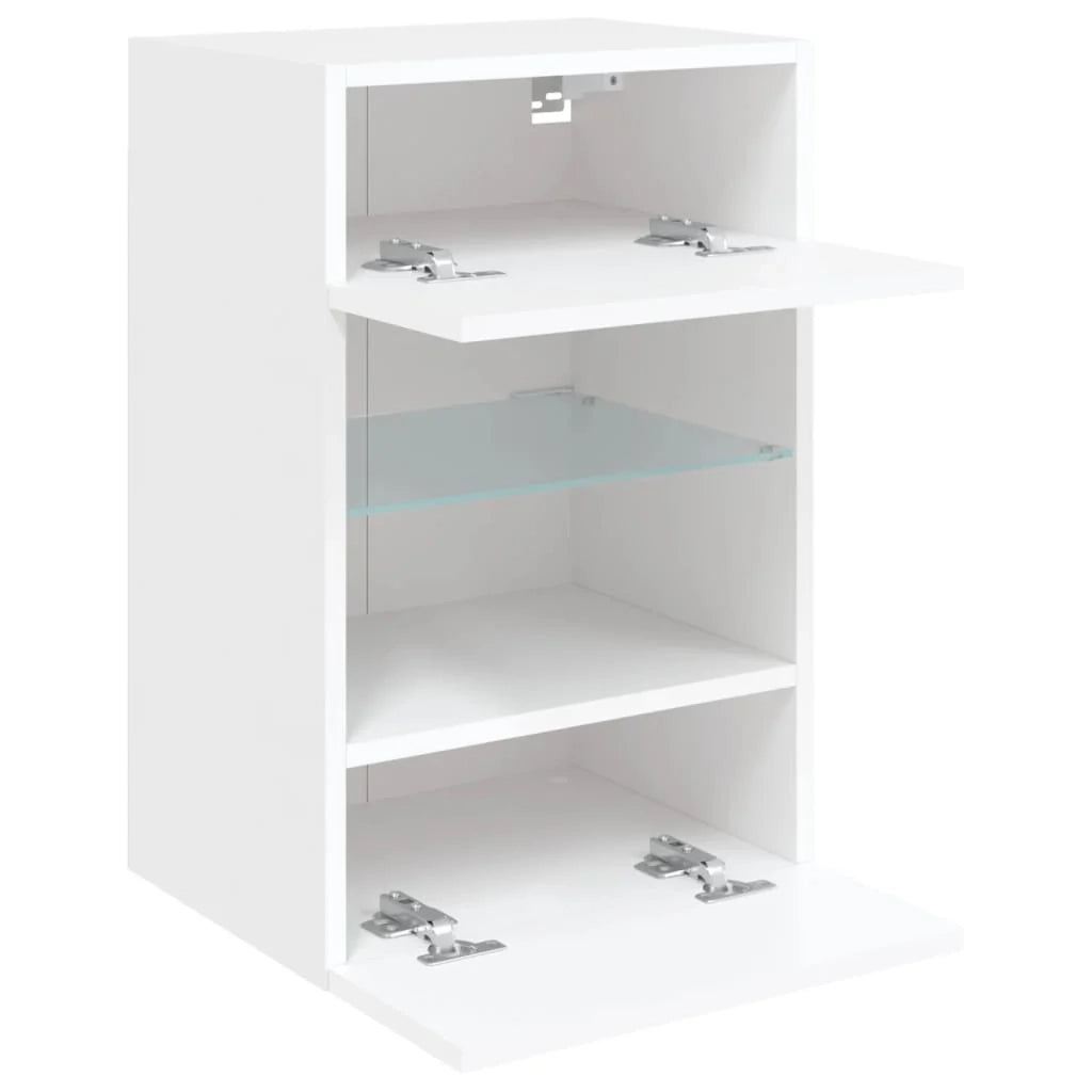 Mobile TV multimediale scaffale TV credenza mobile TV sala da pranzo soggiorno camera da letto montaggio a parete con luci LED 40 x 30 x 60,5 cm bianco 02_0027880