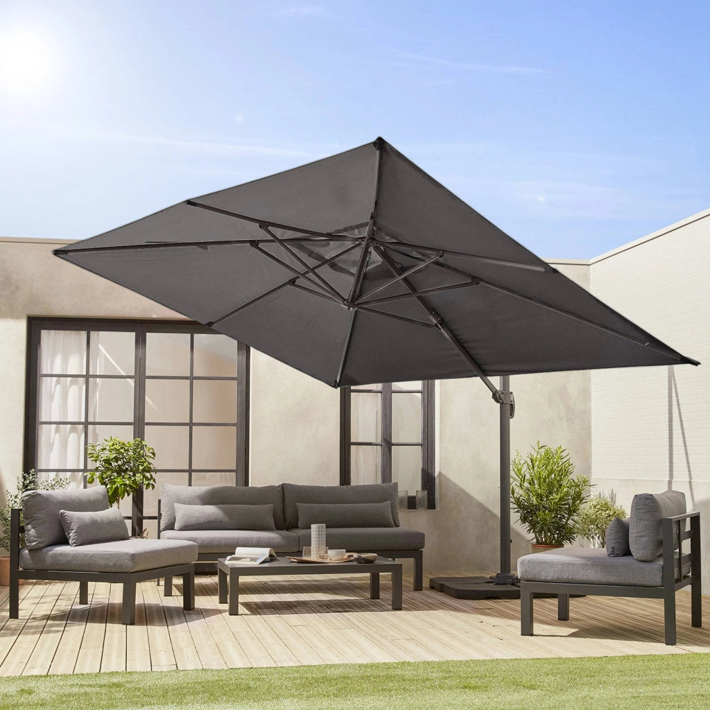 Ombrellone rettangolare, 3x4m, grigio