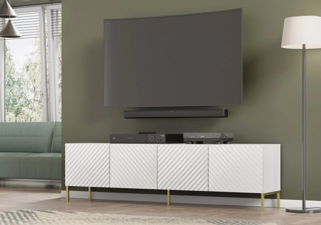 PORTA TV SURF 200 4D GAMBE BIANCO LUCIDO ORO