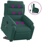 Poltrona Alzapersona Massaggiante | Sedia Relax Verde Scuro in Tessuto