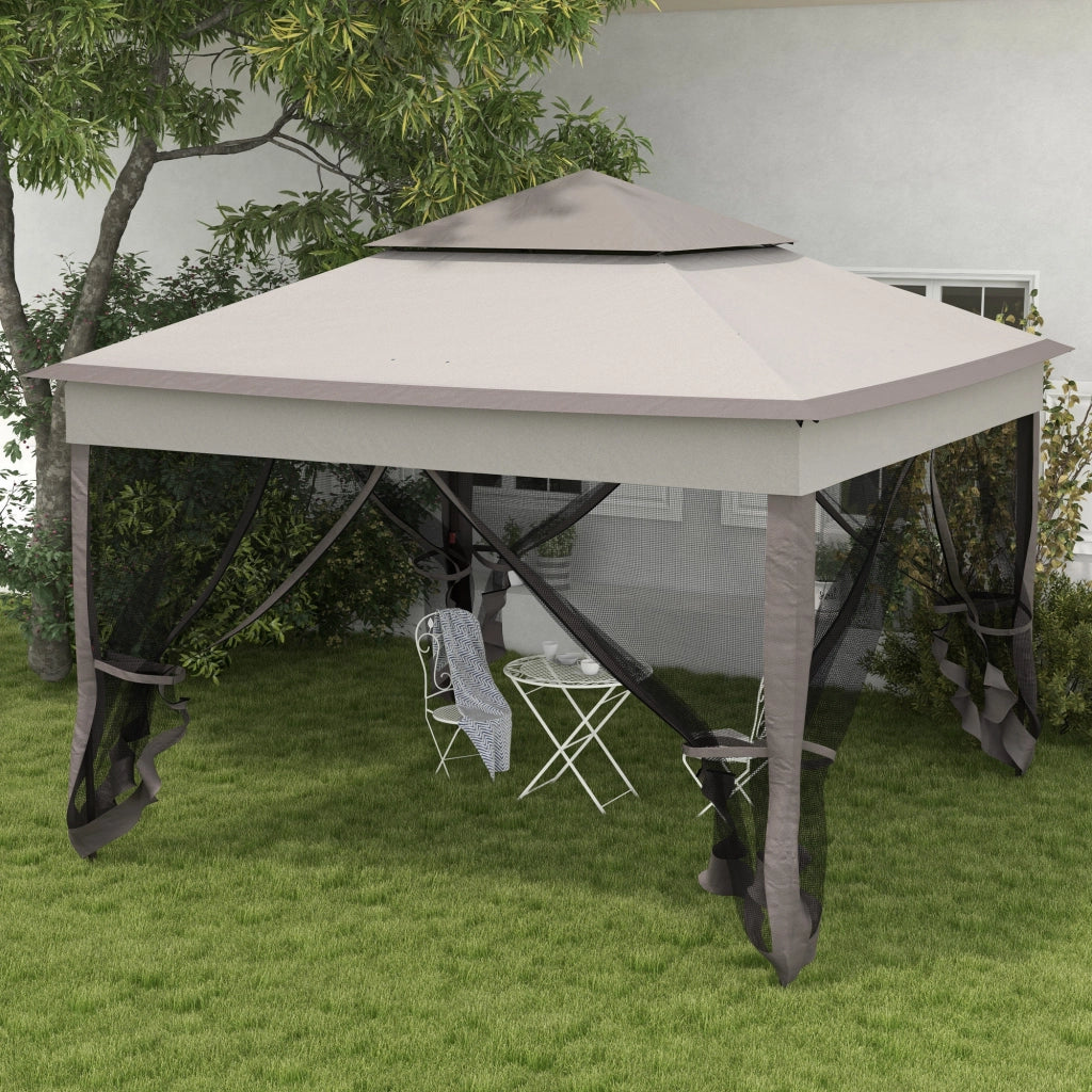 Tenda da giardino pieghevole con pareti laterali Tenda a scomparsa 3.25 x 3.25 x 2.65 m in grigio chiaro per feste in giardino ed eventi