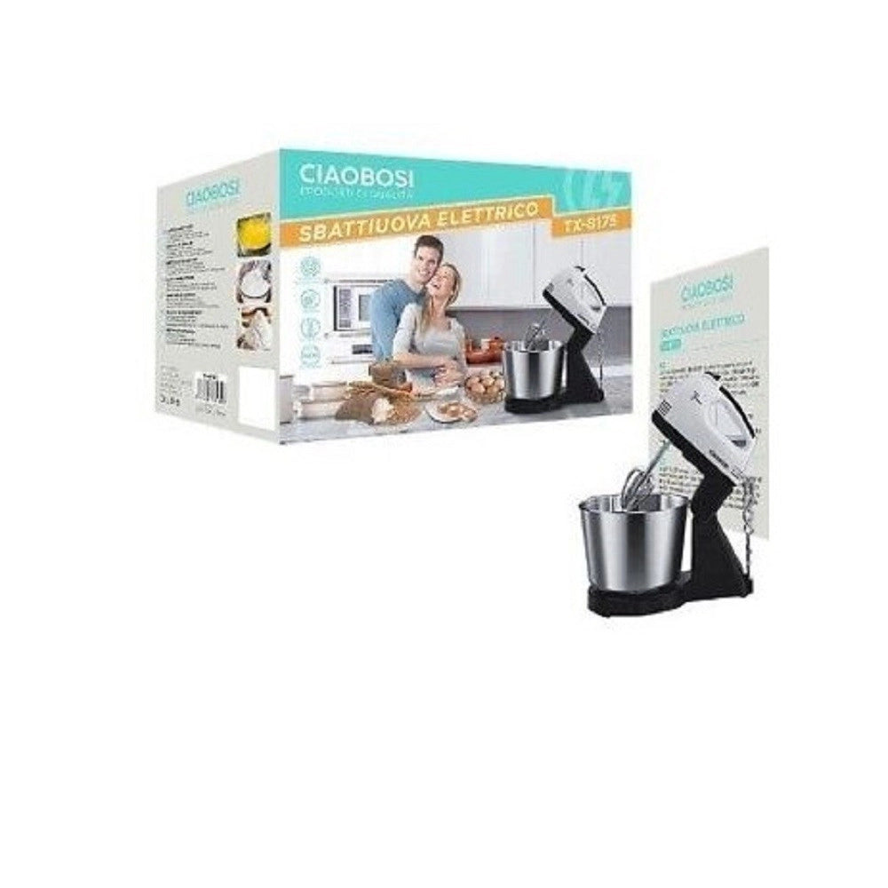 Trade Shop - Sbattiuova Frusta Sbattitore Elettrico Miscela 100w Con Secchio Acciaio Tx-8175 -