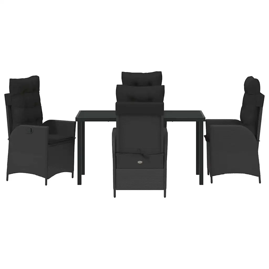 Set da Pranzo per Giardino con cuscino 5 pcs Nero polyrattan 3380486