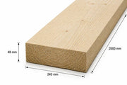 Tavolone / Listone abete carpenteria grezzo  250 x 48 x 2000 mm - 2 pz.