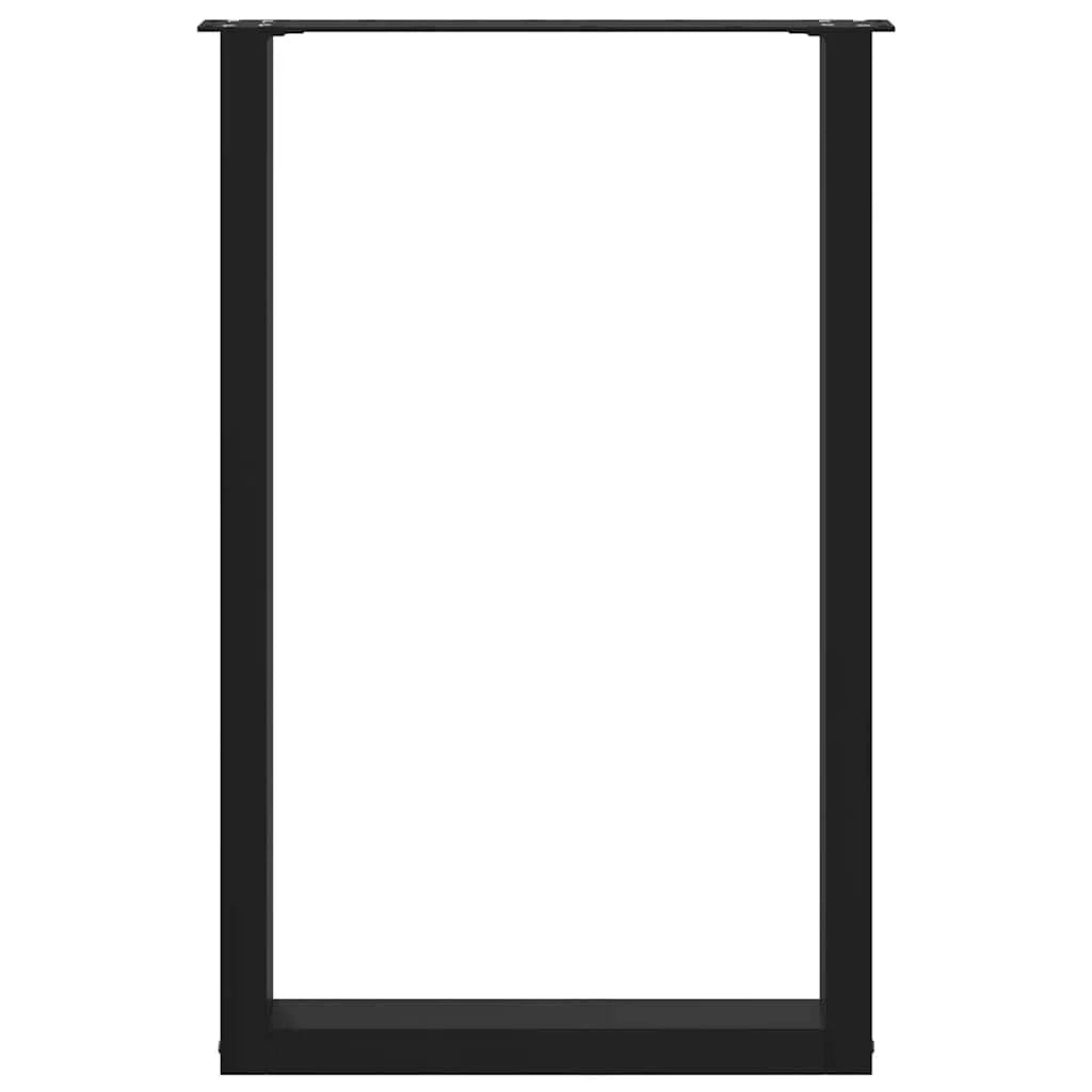 Set di 2 gambe per tavolo da bar a forma di U 60 x 90-91 cm design moderno con pratici piedini livellatori acciaio nero 02_0057464