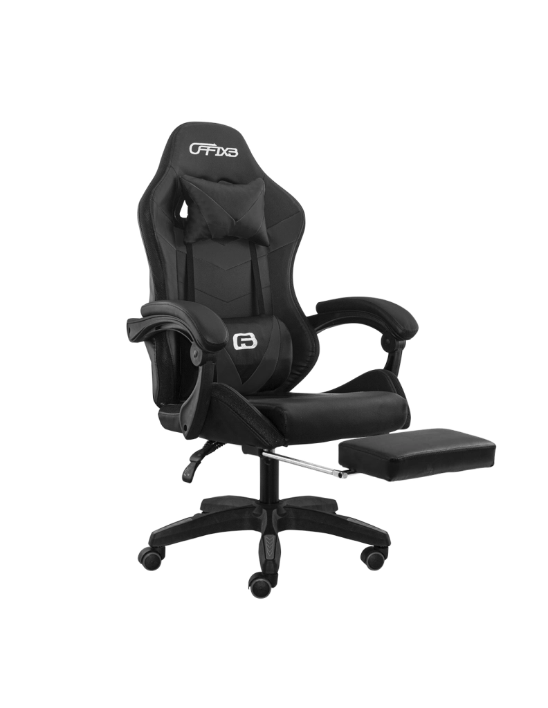Sedia Gaming con Poggiapiedi in Similpelle Nero