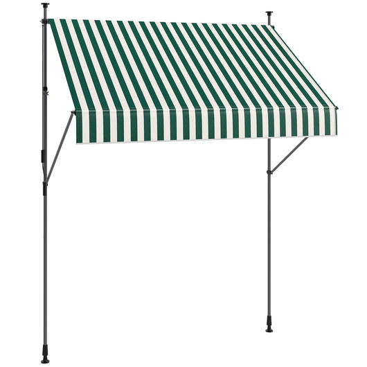 Tenda da Sole a Manovella Autoportante 2x1,2 m in Poliestere Verde e Bianco