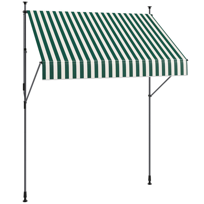 Tenda da Sole a Manovella Autoportante 2x1,2 m in Poliestere Verde e Bianco