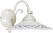 Biscottini Lampada applique a muro style Country in fusione di ottone patinato in bianco invecchiato L30XPR21XH18 cm Made in Italy