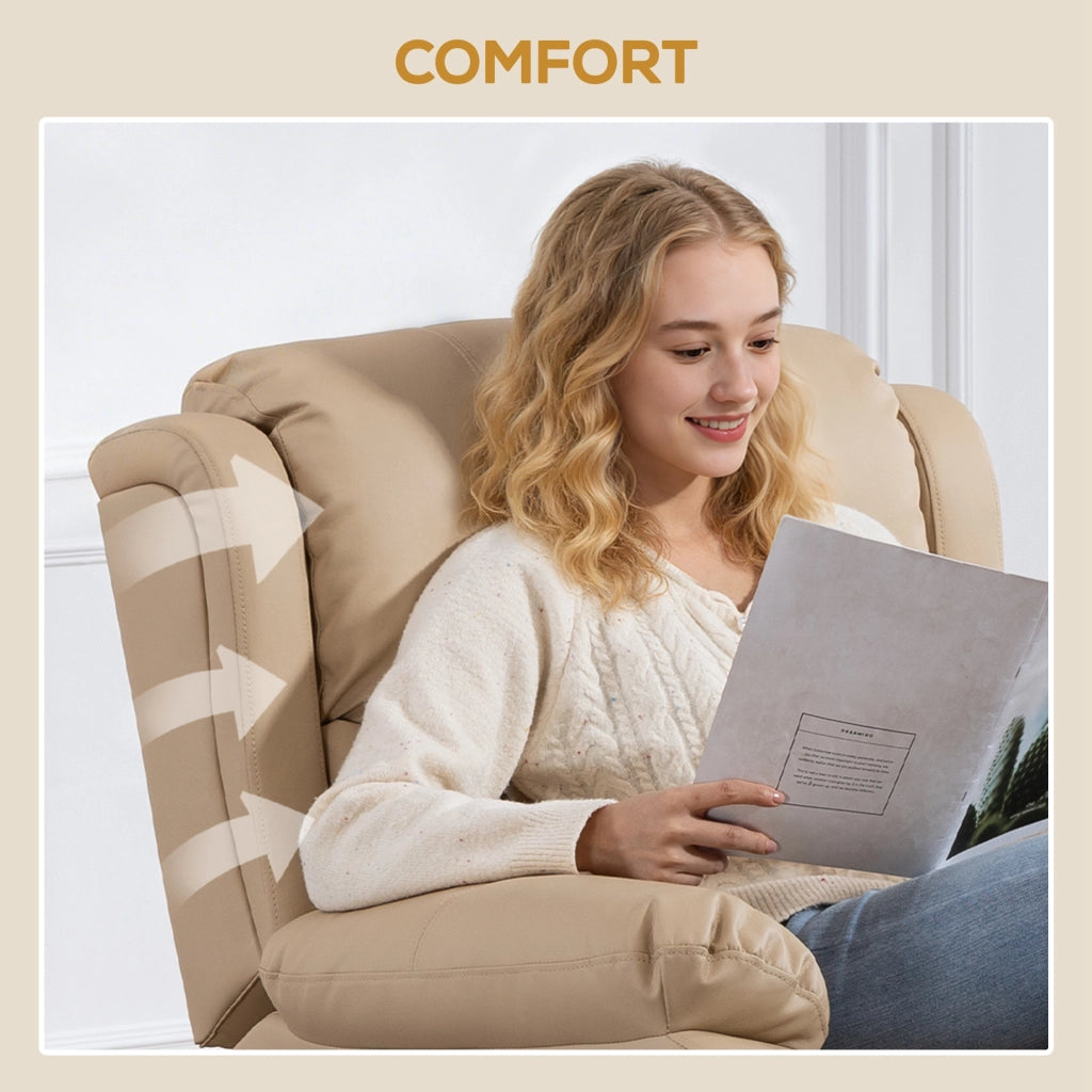 Poltrona Relax Reclinabile 87x97X100 cm con 8 Punti Massaggianti Riscaldanti e Poggiapiedi Beige