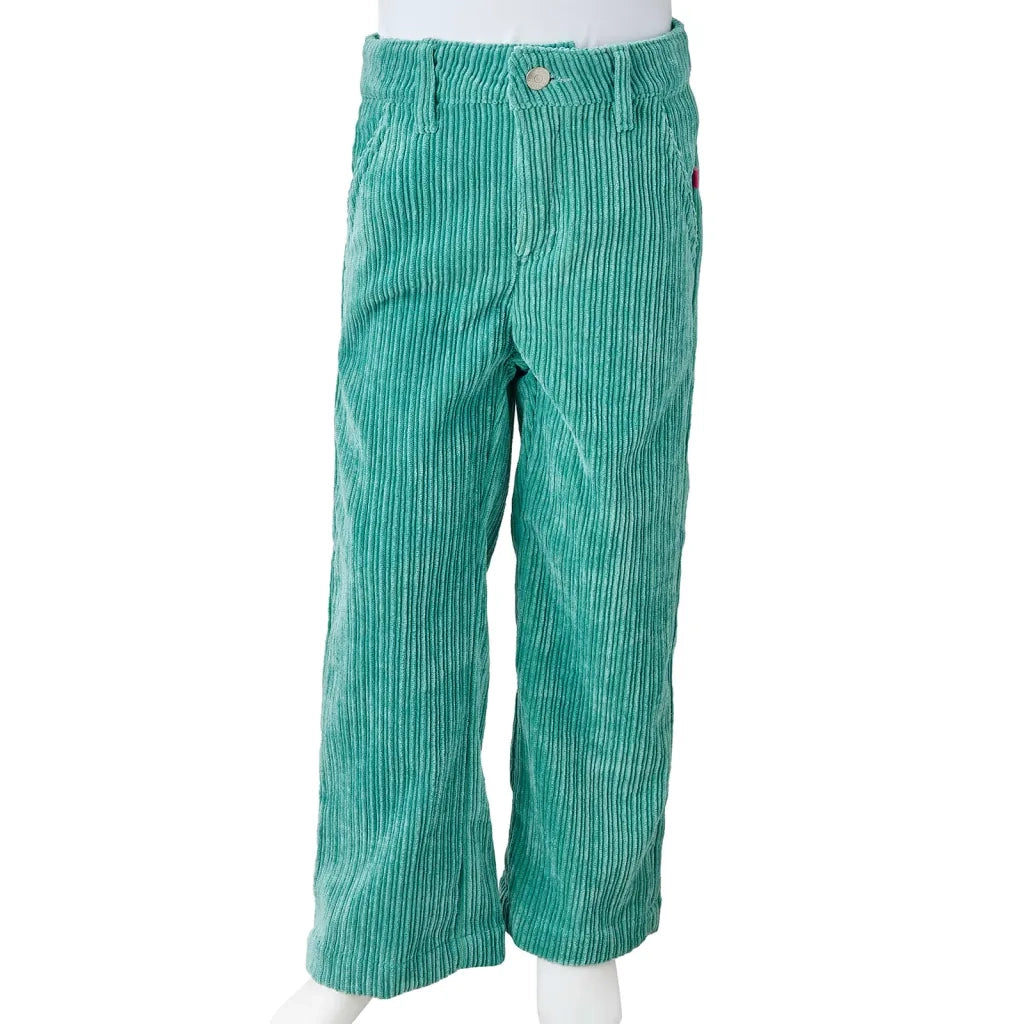 Pantaloni per Bambini in Velluto a Coste Verde Menta 116 14366