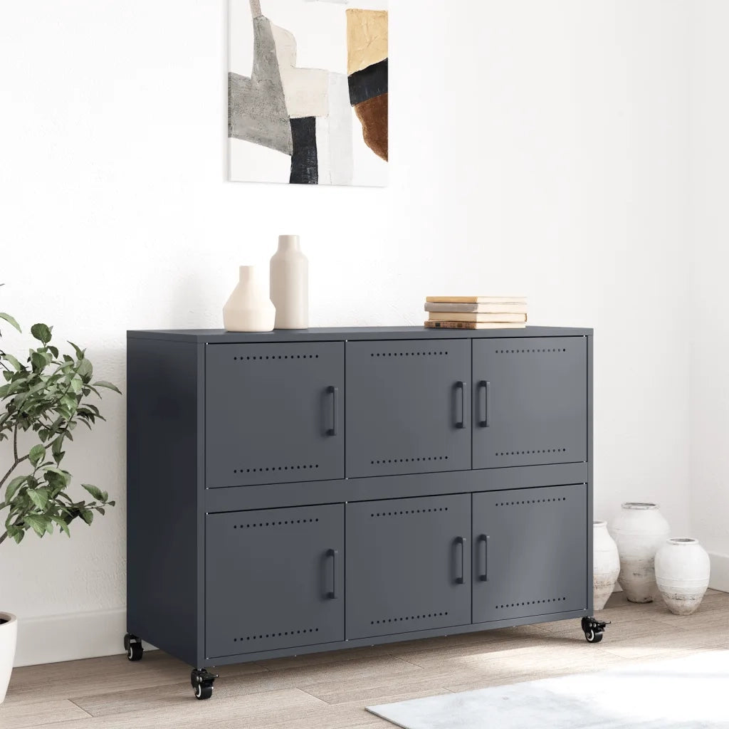 Credenza | Madia | Buffet da pranzo | Armadio da pranzo Antracite 100,5x39x72 cm in Acciaio