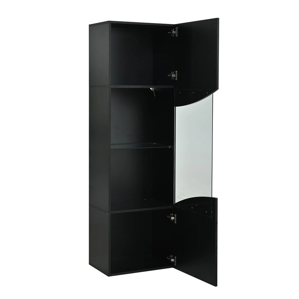 Vetrina Alta da Soggiorno con LED ¨C Xylo ¨C Nero Lucido 35x50x165