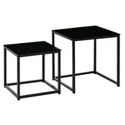 Set 2 Tavolini Moderni Piani in Vetro Temperato Nero