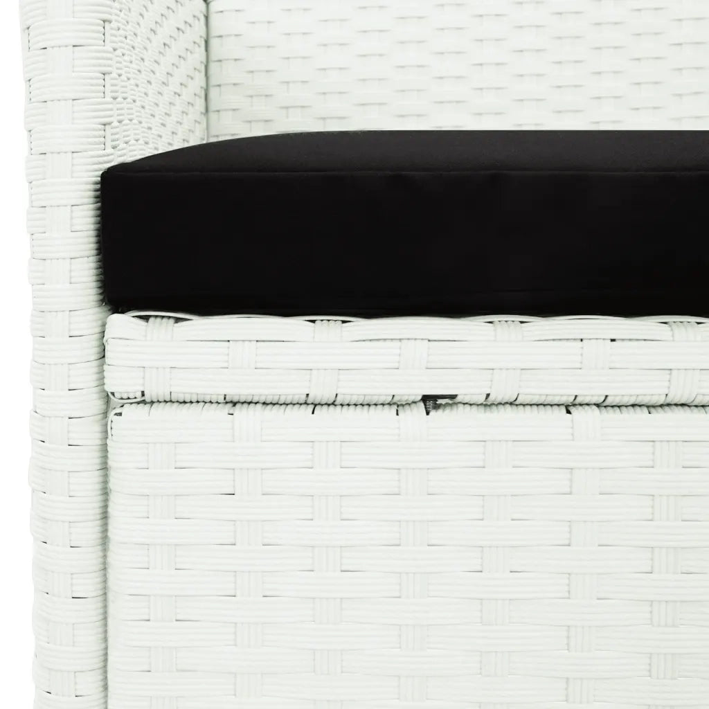 Set da Pranzo da Giardino 5 pz con Cuscini in Polyrattan Bianco