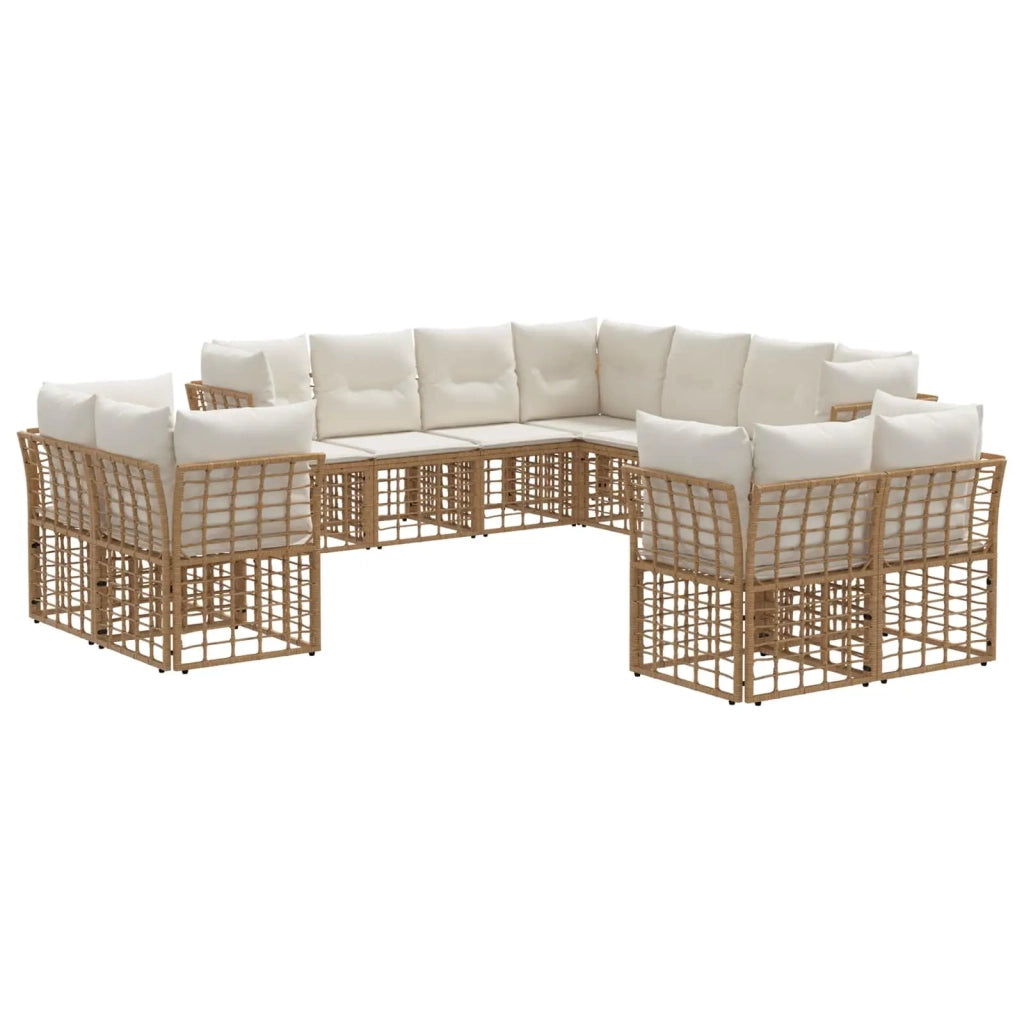 Set di divani da esterno Naturale e Bianco Crema Poliestere 3437606
