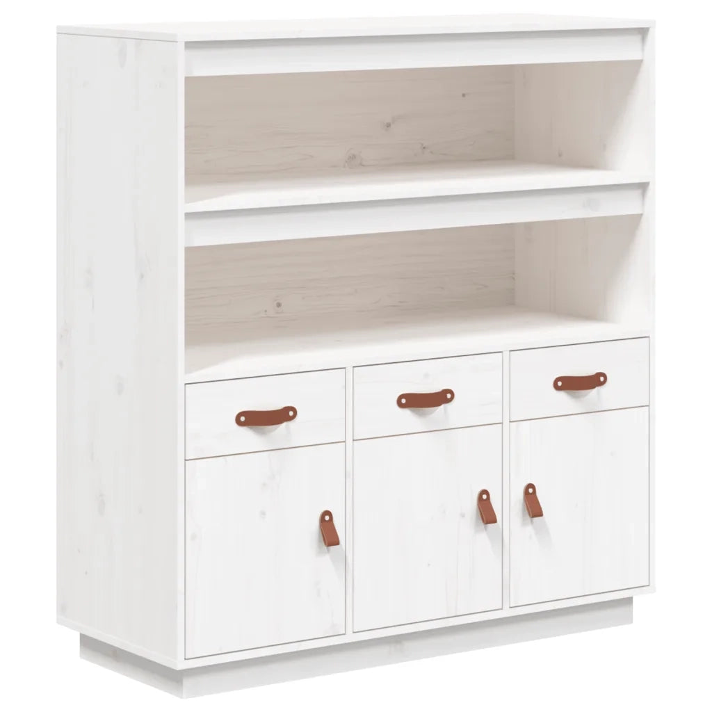 Credenza Bianca 100x40x108,5 cm in Legno Massello di Pino 820163