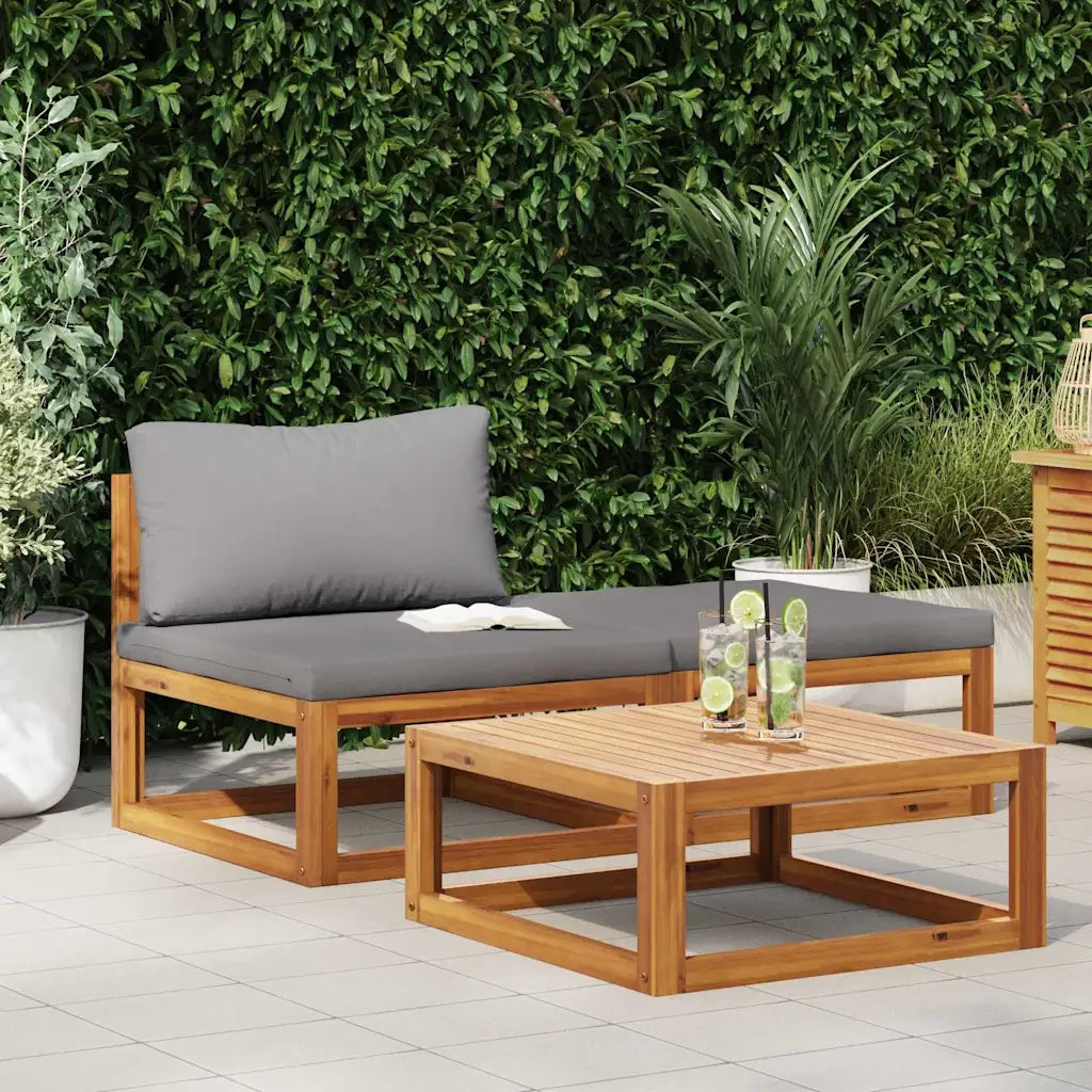 Salotto da Giardino-Set Divani da Giardino 3 pz con Cuscini in Massello di Acacia 831902