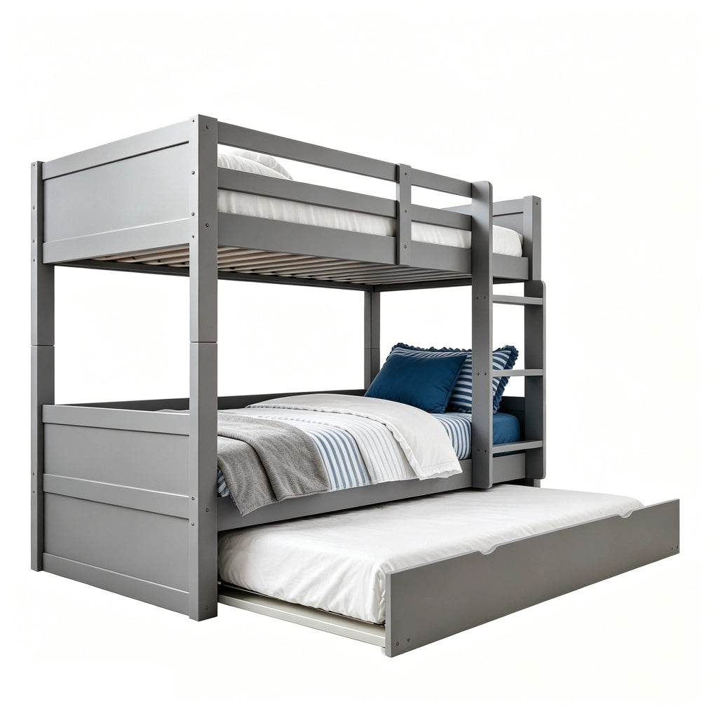 LETTO A CASTELLO 90x200 cm CON RETRATTILE IN LEGNO GRIGIO