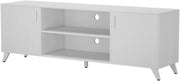 Lowboard Maceio, Bianco, 160 x 54.5 cm con 2 porte, adatto per l'installazione di televisori e dispositivi multimediali
