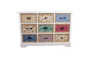 Mobile Cassettiera in Legno con 9 Cassetti 110 x 34 x 76 cm