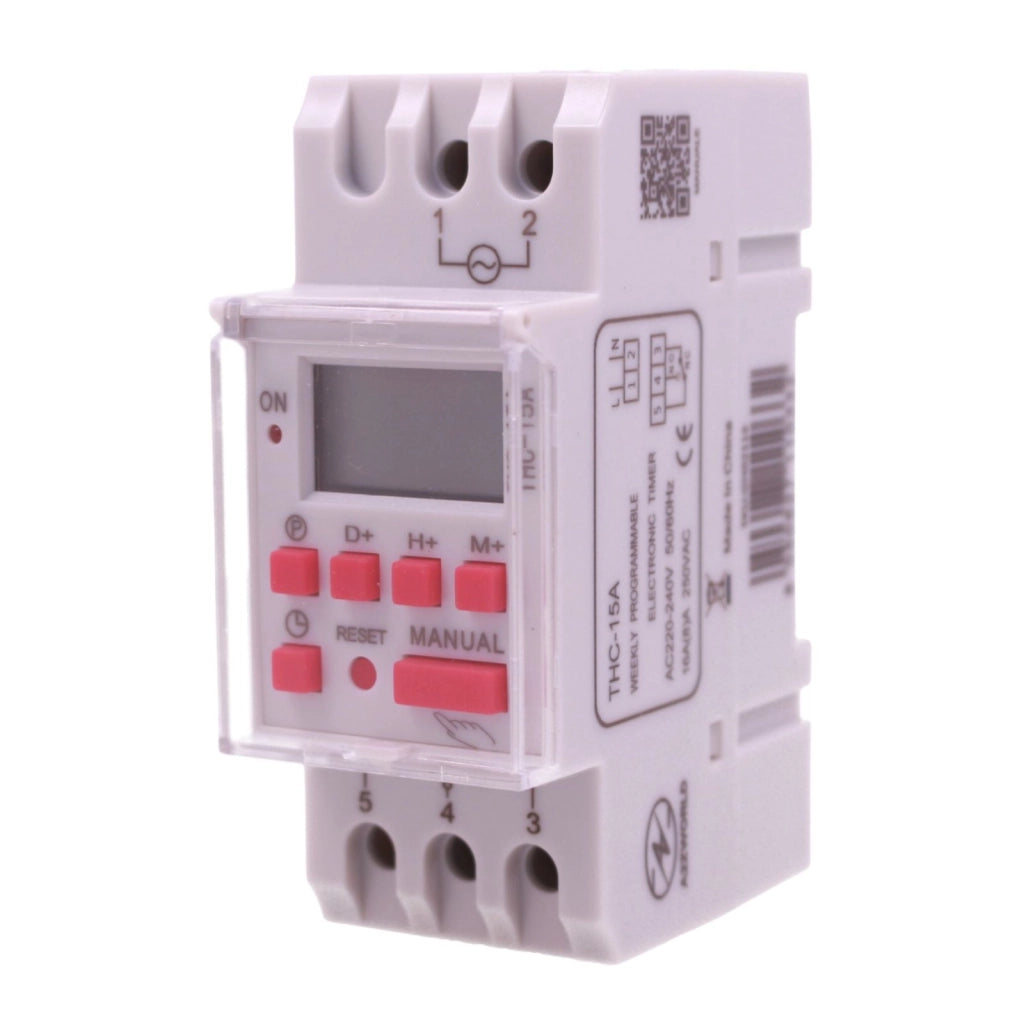 Interruttore Orario Digitale Settimanale Programmabile, Orologio Timer Modulare 2M, 16 ON/OFF, Display LCD, Funzione Impulso e Countdown, Programmatore Luci Pompa Cancello