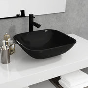 Lavandino in Vetro-Lavabo-Lavello 42x42x14 cm Nero