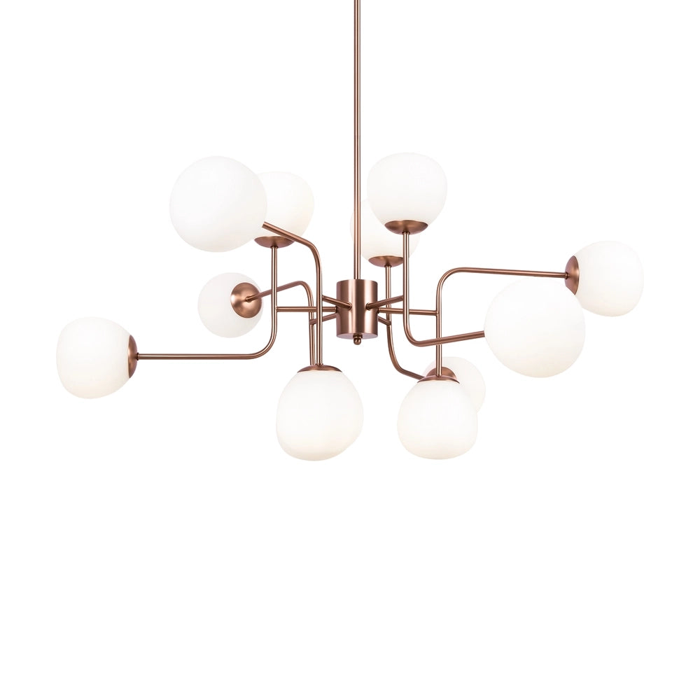 Lampadario rame con sfere bianche Maytoni MOD221-PL-12-G