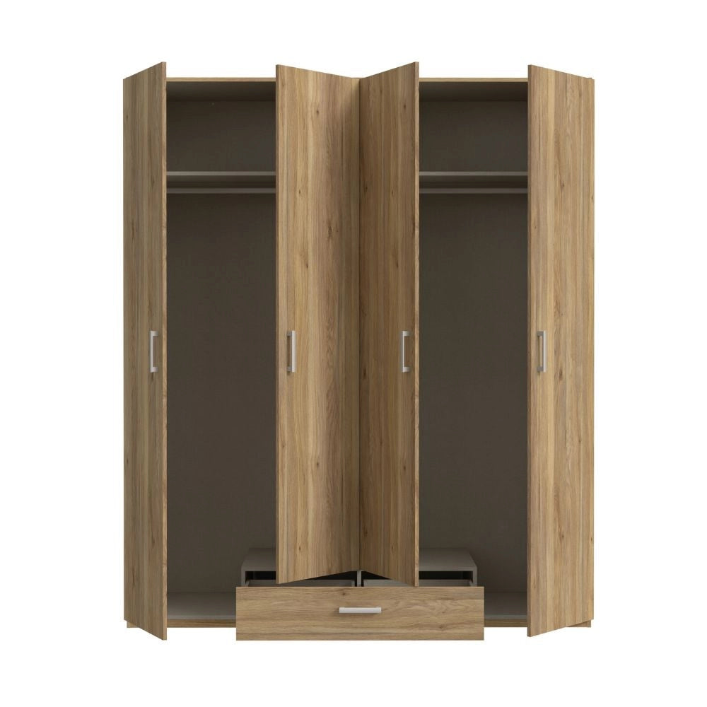 Armadio Arcadia 4 ante e 1 cassetto rovere 177.5x54x210.5H