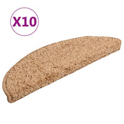 Tappetini per scale 10 pz | Gradini per Scale 56x17x3 cm Beige Semicircolari
