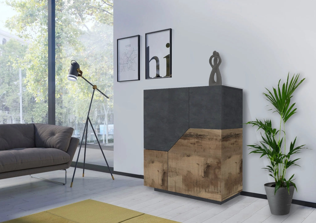 Credenza 100x43cm 2 ante cucina mobile soggiorno moderna antracite e acero pereira Klain Report
