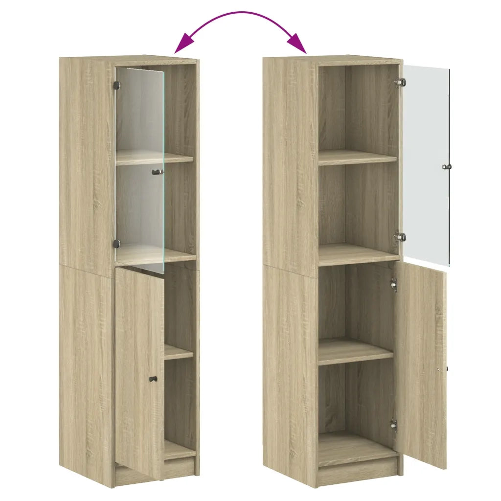 Credenza con Anta-Buffet-Armadio da cucina in Vetro Rovere Sonoma 35x37x142 cm