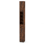 Mobiletto contenitore sottile 20 x 20 x 180 cm con ripiani regolabili per piccoli spazi stile moderno MDF marrone 20_0015571