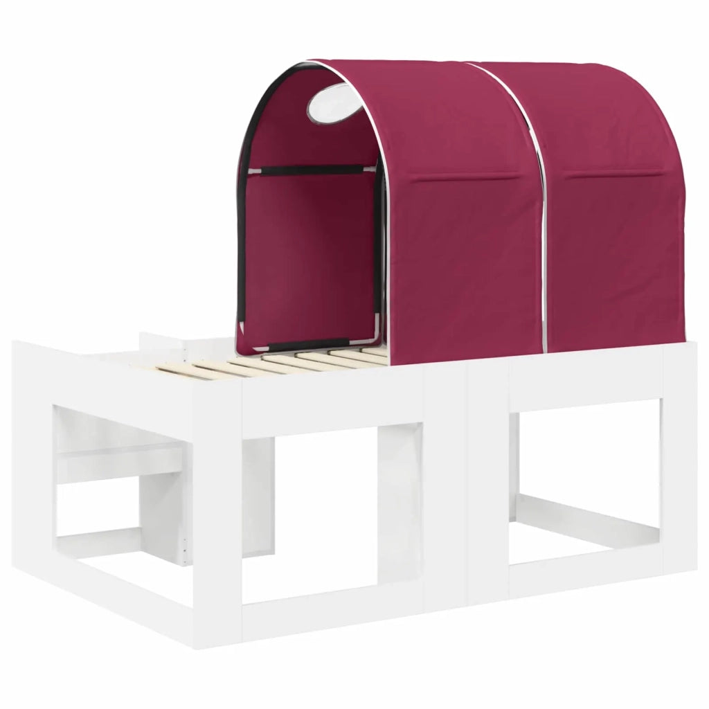 Letto con Tunnel 4 pcs Bianco e Rosso Legno ingegnerizzato