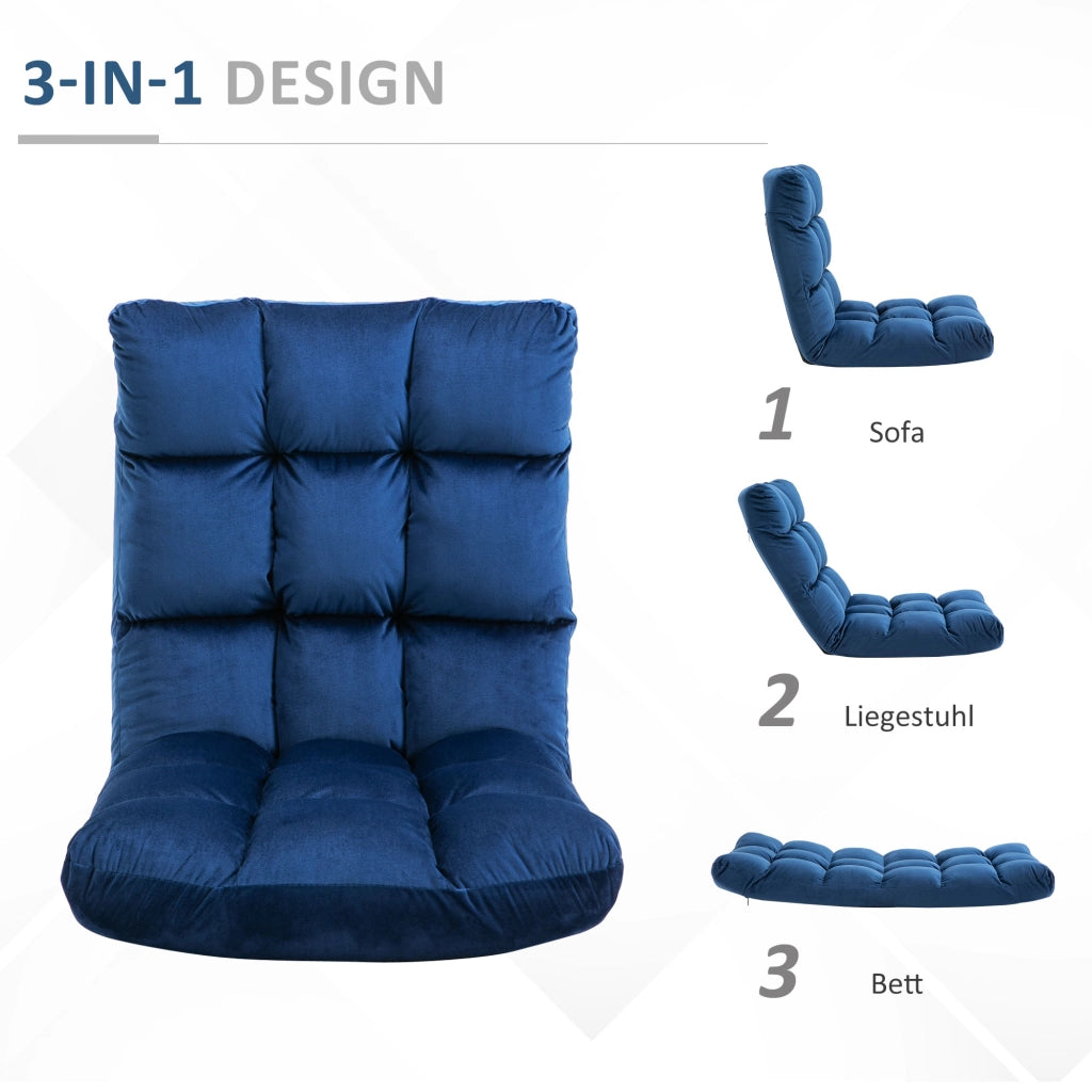 Poltrona letto pieghevole con schienale regolabile ¨C Xylo ¨C velluto blu 55x71x53,5 cm
