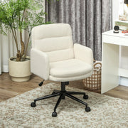 Sedia da ufficio girevole con braccioli altezza regolabile funzione basculante in poliestere bianco crema 61,5 × 65 × 91-101 cm
