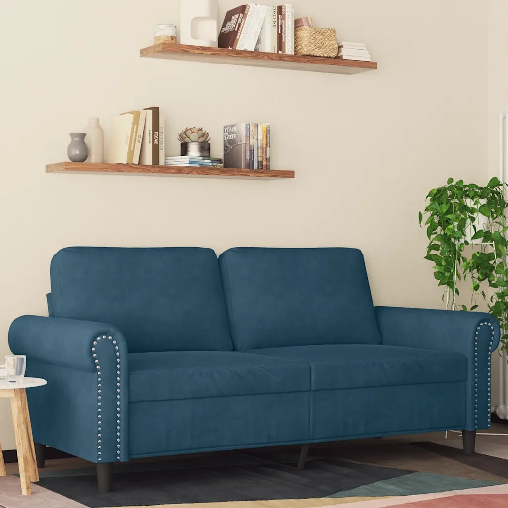 Divano a 2 Posti Blu 140 cm in Vellutocod mxl 86739